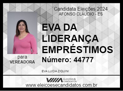 Candidato EVA DA LIDERANÇA EMPRÉSTIMOS 2024 - AFONSO CLÁUDIO - Eleições