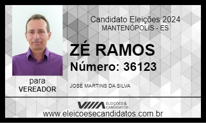 Candidato ZÉ RAMOS 2024 - MANTENÓPOLIS - Eleições