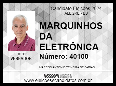 Candidato MARQUINHOS DA ELETRÔNICA 2024 - ALEGRE - Eleições