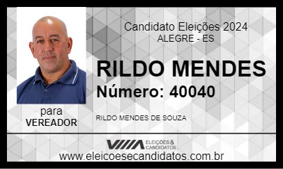 Candidato RILDO MENDES 2024 - ALEGRE - Eleições