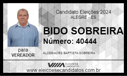 Candidato BIDO SOBREIRA 2024 - ALEGRE - Eleições