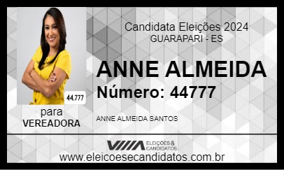 Candidato ANNE ALMEIDA 2024 - GUARAPARI - Eleições