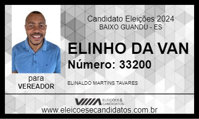 Candidato ELINHO DA VAN 2024 - BAIXO GUANDU - Eleições