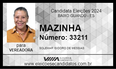 Candidato MAZINHA 2024 - BAIXO GUANDU - Eleições