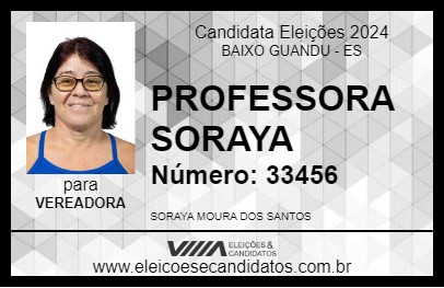 Candidato PROFESSORA SORAYA 2024 - BAIXO GUANDU - Eleições