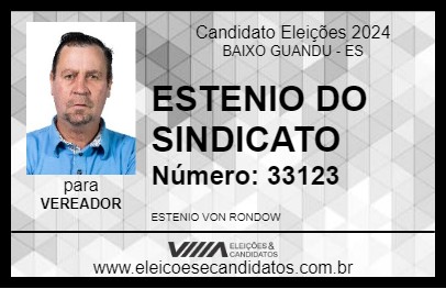 Candidato ESTENIO DO SINDICATO 2024 - BAIXO GUANDU - Eleições