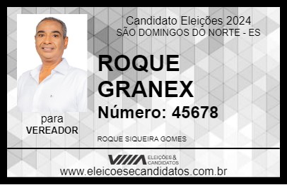 Candidato ROQUE GRANEX 2024 - SÃO DOMINGOS DO NORTE - Eleições