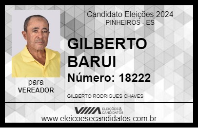 Candidato GILBERTO BARUI 2024 - PINHEIROS - Eleições