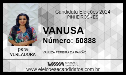 Candidato VANUSA 2024 - PINHEIROS - Eleições