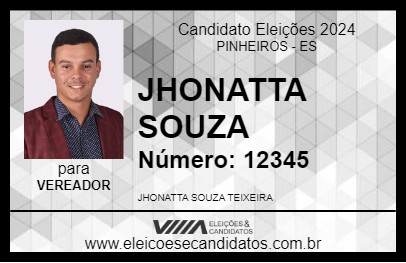 Candidato JHONATTA SOUZA 2024 - PINHEIROS - Eleições