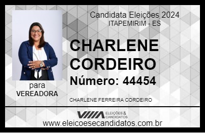 Candidato CHARLENE CORDEIRO 2024 - ITAPEMIRIM - Eleições