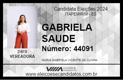 Candidato GABRIELA SAUDE 2024 - ITAPEMIRIM - Eleições