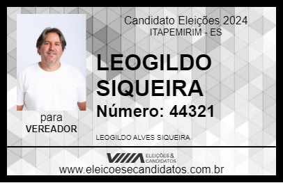 Candidato LEOGILDO SIQUEIRA 2024 - ITAPEMIRIM - Eleições