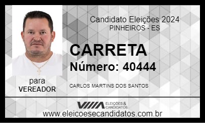 Candidato CARRETA 2024 - PINHEIROS - Eleições