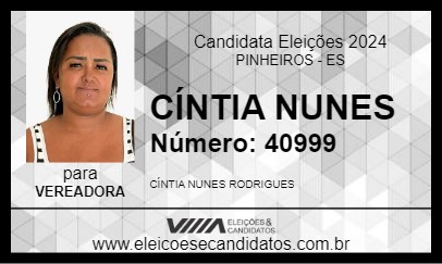 Candidato CÍNTIA NUNES 2024 - PINHEIROS - Eleições