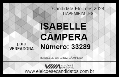 Candidato ISABELLE CÂMPERA 2024 - ITAPEMIRIM - Eleições