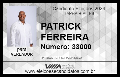 Candidato PATRICK FERREIRA 2024 - ITAPEMIRIM - Eleições