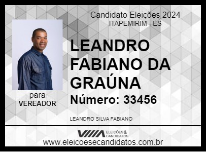 Candidato LEANDRO FABIANO DA GRAÚNA 2024 - ITAPEMIRIM - Eleições