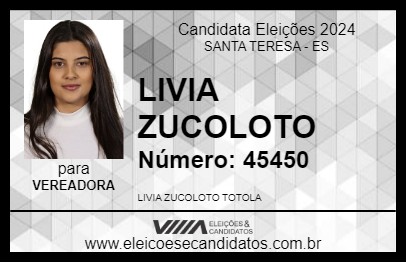 Candidato LIVIA ZUCOLOTO 2024 - SANTA TERESA - Eleições