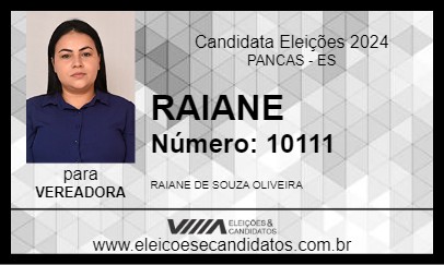 Candidato RAIANE 2024 - PANCAS - Eleições