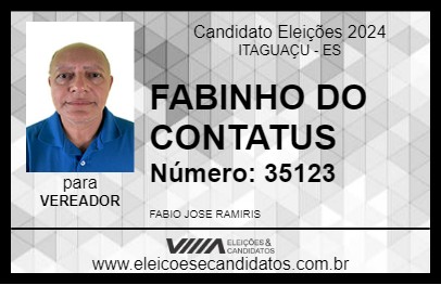 Candidato FABINHO DO CONTATUS 2024 - ITAGUAÇU - Eleições