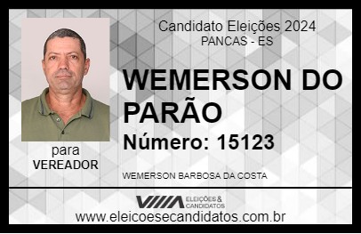 Candidato WEMERSON DO PARÃO 2024 - PANCAS - Eleições