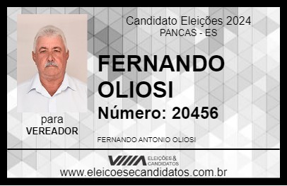 Candidato FERNANDO OLIOSI  2024 - PANCAS - Eleições