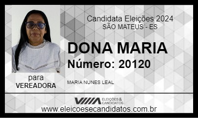 Candidato DONA MARIA 2024 - SÃO MATEUS - Eleições