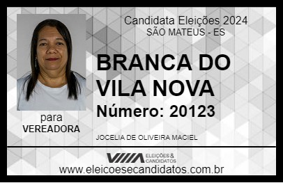 Candidato BRANCA DO VILA NOVA 2024 - SÃO MATEUS - Eleições