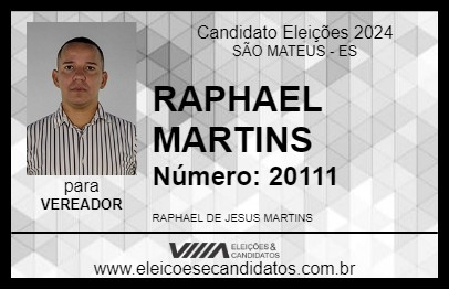 Candidato RAPHAEL MARTINS 2024 - SÃO MATEUS - Eleições