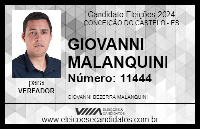 Candidato GIOVANNI MALANQUINI 2024 - CONCEIÇÃO DO CASTELO - Eleições