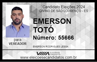 Candidato EMERSON TOTÓ 2024 - DIVINO DE SÃO LOURENÇO - Eleições