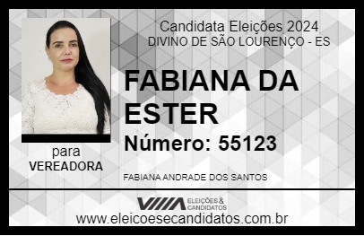 Candidato FABIANA DA ESTER 2024 - DIVINO DE SÃO LOURENÇO - Eleições