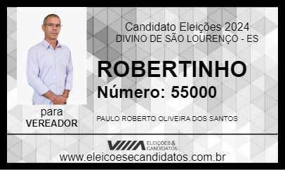 Candidato ROBERTINHO 2024 - DIVINO DE SÃO LOURENÇO - Eleições