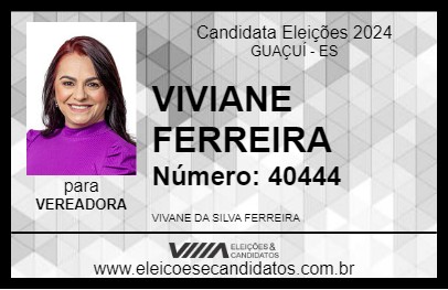 Candidato VIVIANE FERREIRA 2024 - GUAÇUÍ - Eleições