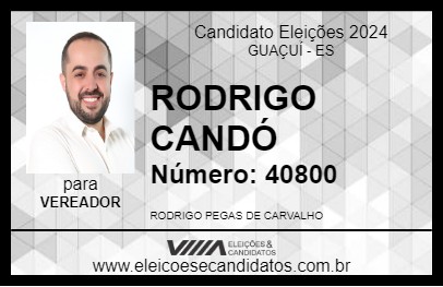 Candidato RODRIGO CANDÓ 2024 - GUAÇUÍ - Eleições