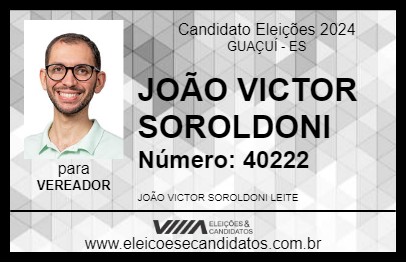 Candidato JOÃO VICTOR SOROLDONI 2024 - GUAÇUÍ - Eleições