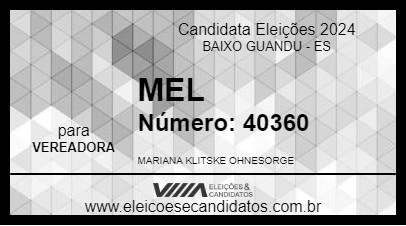 Candidato MEL 2024 - BAIXO GUANDU - Eleições