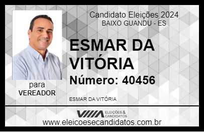 Candidato ESMAR DA VITÓRIA 2024 - BAIXO GUANDU - Eleições