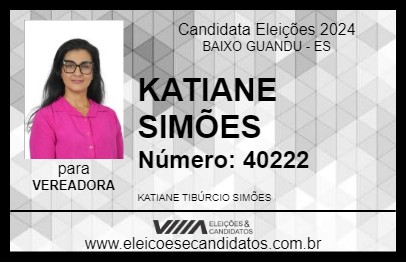 Candidato KATIANE SIMÕES 2024 - BAIXO GUANDU - Eleições