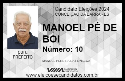 Candidato MANOEL PÉ DE BOI 2024 - CONCEIÇÃO DA BARRA - Eleições