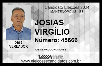 Candidato JOSIAS VIRGÍLIO 2024 - MANTENÓPOLIS - Eleições