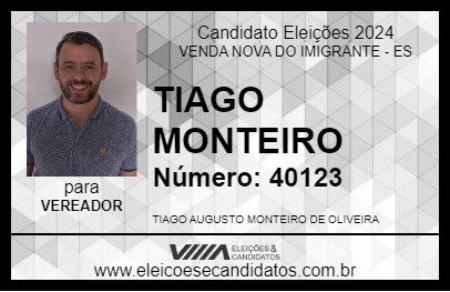 Candidato TIAGO  MONTEIRO 2024 - VENDA NOVA DO IMIGRANTE - Eleições