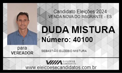 Candidato DUDA MISTURA 2024 - VENDA NOVA DO IMIGRANTE - Eleições