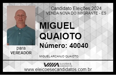 Candidato MIGUEL QUAIOTO 2024 - VENDA NOVA DO IMIGRANTE - Eleições