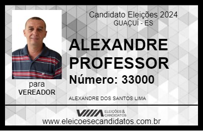 Candidato ALEXANDRE PROFESSOR 2024 - GUAÇUÍ - Eleições