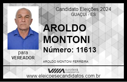 Candidato AROLDO MONTONI 2024 - GUAÇUÍ - Eleições