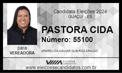 Candidato PASTORA CIDA 2024 - GUAÇUÍ - Eleições