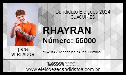 Candidato RHAYRAN 2024 - GUAÇUÍ - Eleições