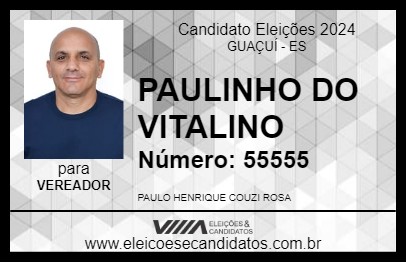 Candidato PAULINHO DO VITALINO 2024 - GUAÇUÍ - Eleições